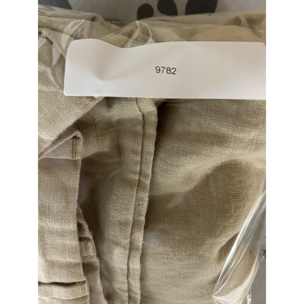 Vintage Berle Pants Mens 42x30 Beige 100% Linen Pleated Cuffed Dress 90s